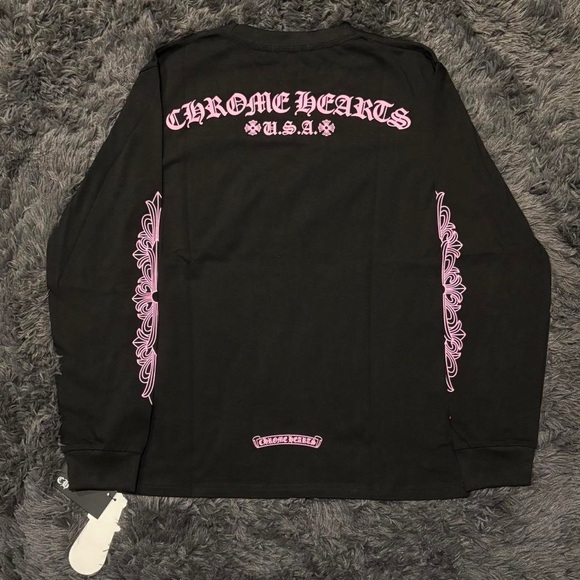 Chrome Hearts Tops - Chrome Hearts Black Shirt with Pink Accents